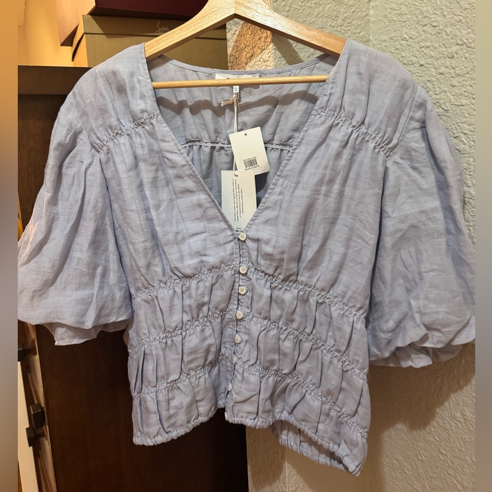 FRAME
Julianne Smocked Puff Sleeve Top